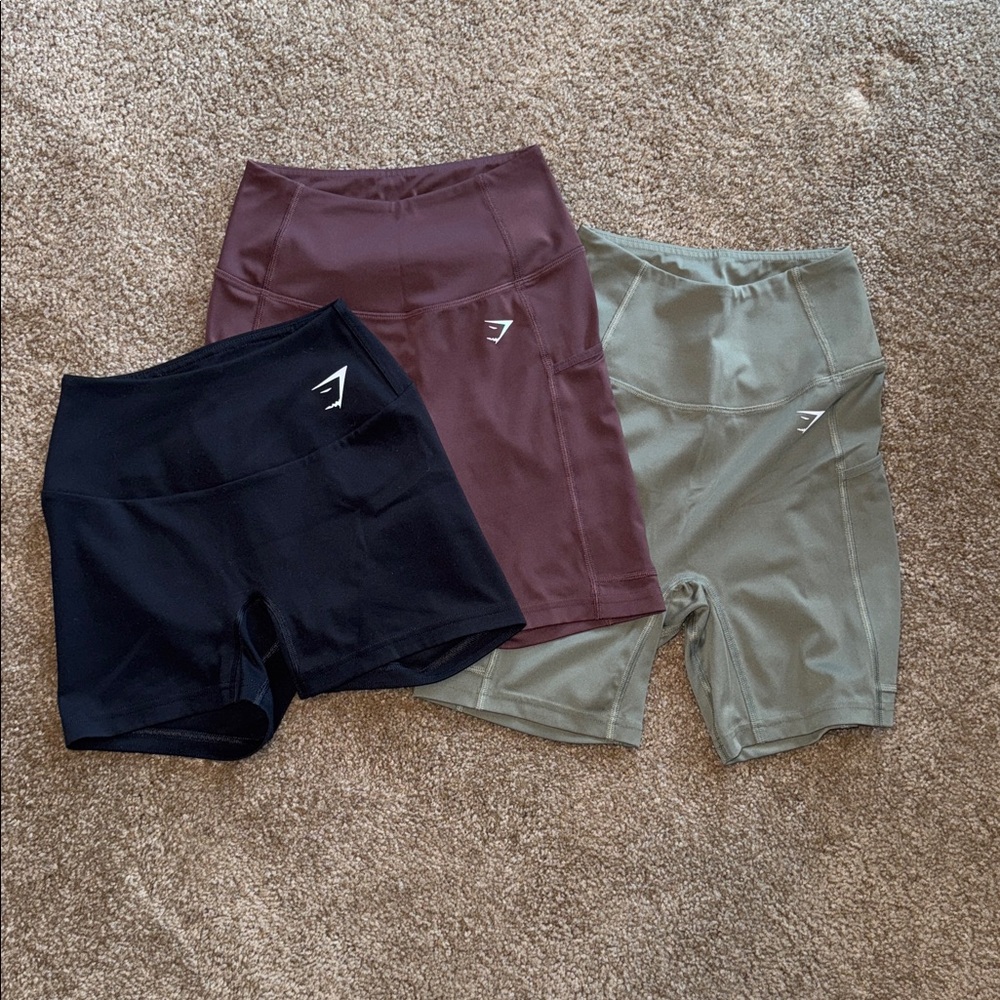 Gymshark Lifting Shorts - Sage and Brown and Black